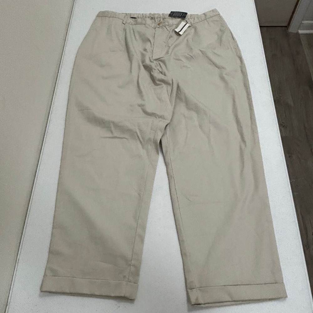 Lands End Womens 24W Petite Performance Chinos Stone Cotton Cuffed Pants New